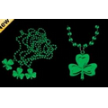 Blank Green Shamrock Medallion w/ Mardi Gras Beads (Non Flashing)